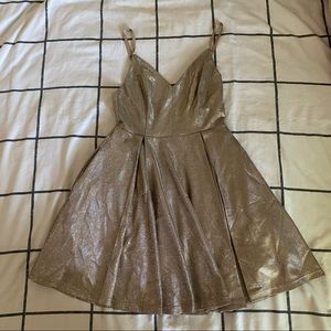 Lulus Gold Skater Dress